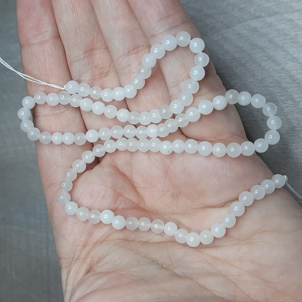 4mm Milky Quartz 15-inch Strand #12